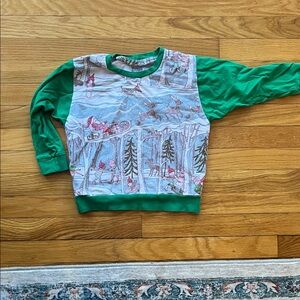 Playful Green Kids Christmas Sweatshirt with Forest Adventure Print